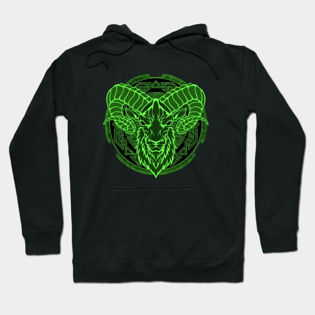 Viking Celtic Ram Aries Zodiac Hoodie by NicGrayTees